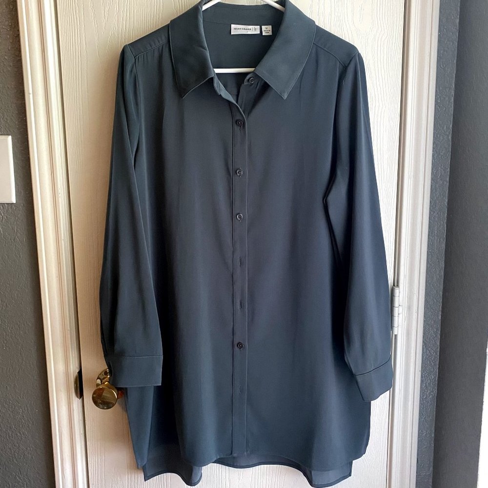 Susan Graver Blouse Long Sleeve Button Up